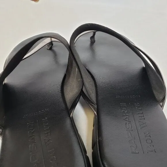 Ron White Rapisardi  Danae Thong Sandal Gold Black Size 40 Made in Ita…