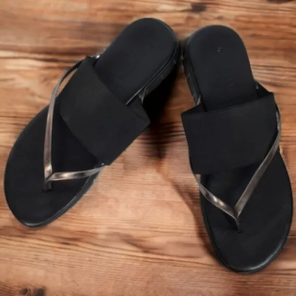 Ron White Rapisardi  Danae Thong Sandal Gold Black Size 40 Made in Ita…