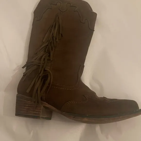 Roper Fringe Brown Leather Boots roper