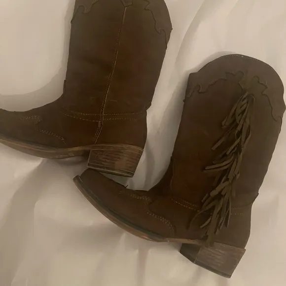 Roper Fringe Brown Leather Boots roper
