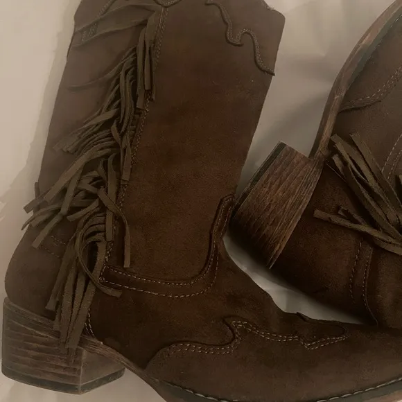 Roper Fringe Brown Leather Boots roper