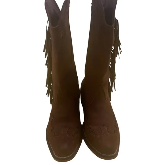 Roper Fringe Brown Leather Boots roper