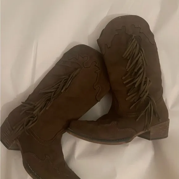 Roper Fringe Brown Leather Boots roper