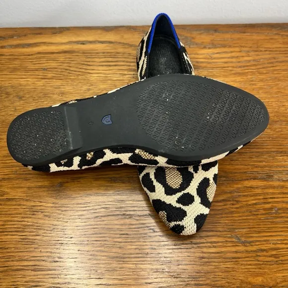 Rothy's Size 6 • Tan-Black Animal Print Slip On Shoes.