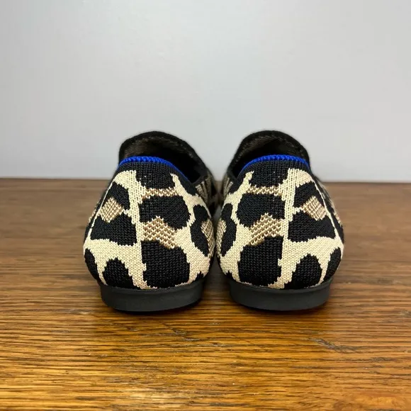 Rothy's Size 6 • Tan-Black Animal Print Slip On Shoes.