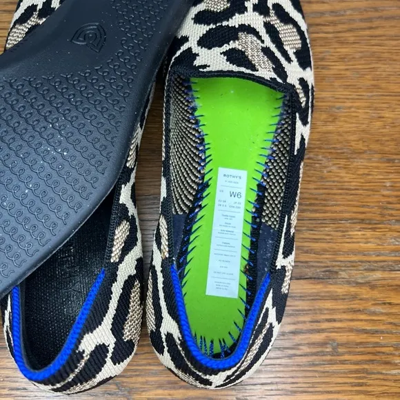 Rothy's Size 6 • Tan-Black Animal Print Slip On Shoes.