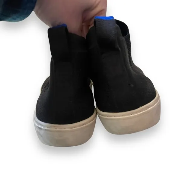 Rothys The Chelsea Boot Sneakers Womens 9.5 High Top Knit Pull On Shoes Black