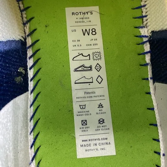 Rothys The High Top Hudson Cream White Womens White Blue Size 8 High Top Shoes
