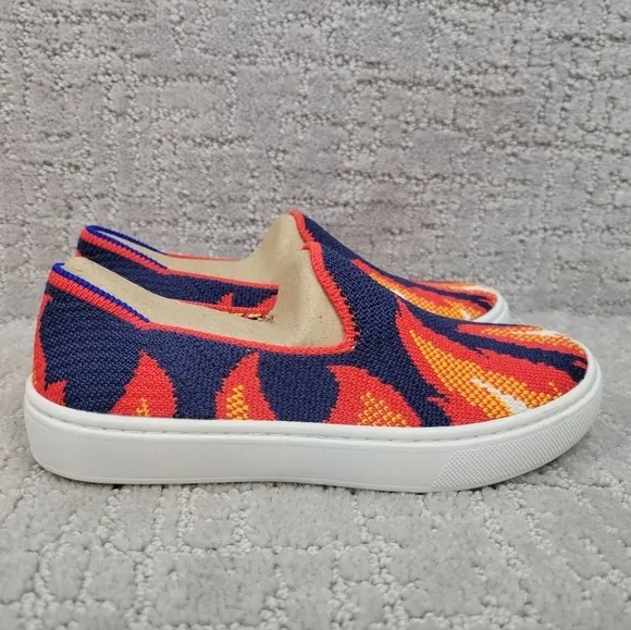 ROTHY'S The Kids Sneaker Navy Flames Slip On Flat Shoes Little Kid's Size 13 New