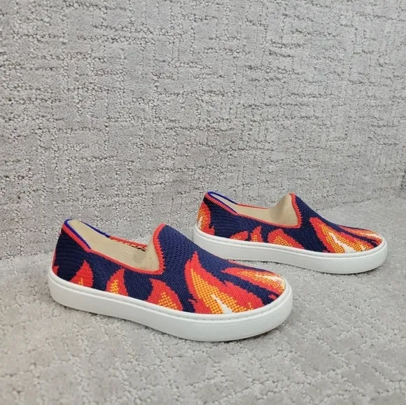 ROTHY'S The Kids Sneaker Navy Flames Slip On Flat Shoes Little Kid's Size 13 New