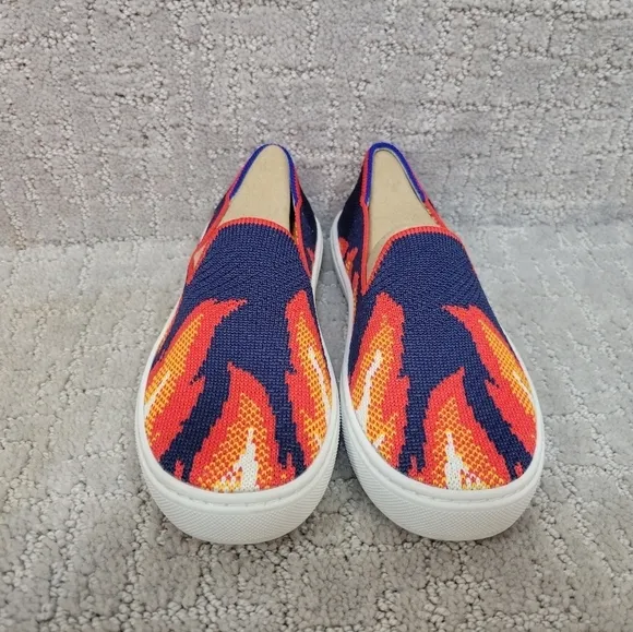 ROTHY'S The Kids Sneaker Navy Flames Slip On Flat Shoes Little Kid's Size 13 New