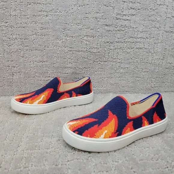 ROTHY'S The Kids Sneaker Navy Flames Slip On Flat Shoes Little Kid's Size 13 New