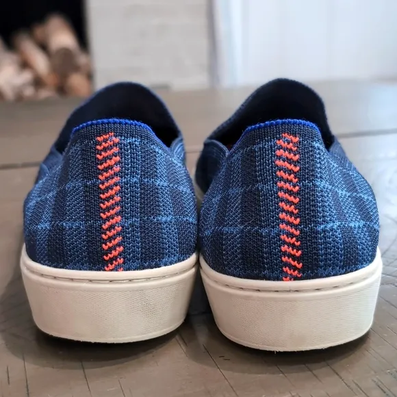 Rothy’s The Original Slip On Sneaker Blue Indigo Gingham Retired Shoes Sz 8