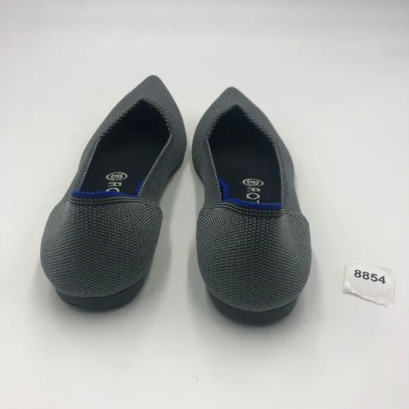 Rothys The Point Classic Cloud Grey Birdseye Flat Shoes Size 8