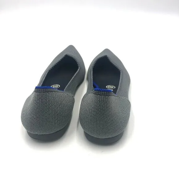 Rothys The Point Classic Cloud Grey Birdseye Flat Shoes Size 8