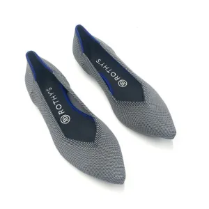 Rothys The Point Classic Cloud Grey Birdseye Flat Shoes Size 8