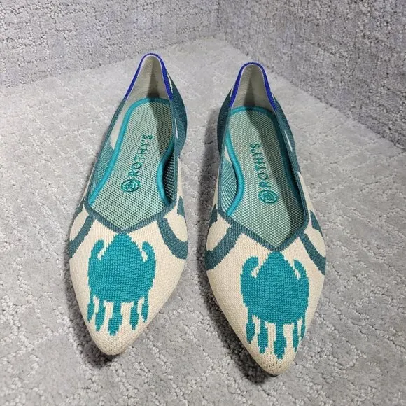 Rothys The Point Women's Size 9.5 US Moroccan Ikat Pointed Toe Slip on Flat Sho