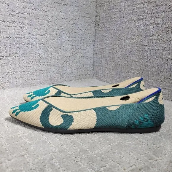 Rothys The Point Women's Size 9.5 US Moroccan Ikat Pointed Toe Slip on Flat Sho