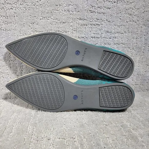 Rothys The Point Women's Size 9.5 US Moroccan Ikat Pointed Toe Slip on Flat Sho