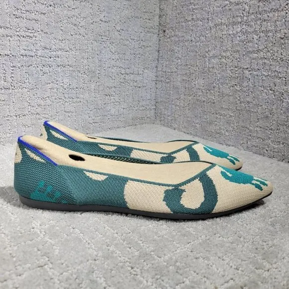 Rothys The Point Women's Size 9.5 US Moroccan Ikat Pointed Toe Slip on Flat Sho