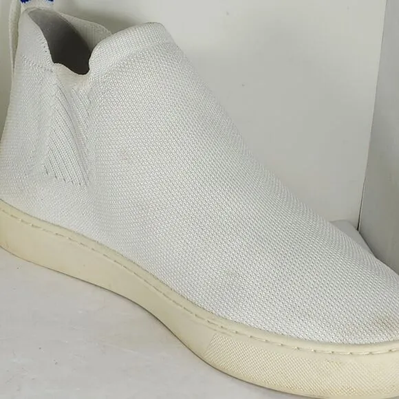 Rothy's Women's The Chelsea Boot US 9 White Knit Flat High Top Shoes Boots