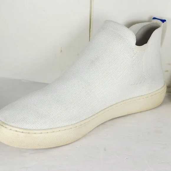 Rothy's Women's The Chelsea Boot US 9 White Knit Flat High Top Shoes Boots