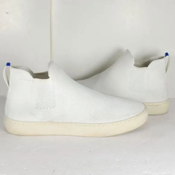 Rothy's Women's The Chelsea Boot US 9 White Knit Flat High Top Shoes Boots