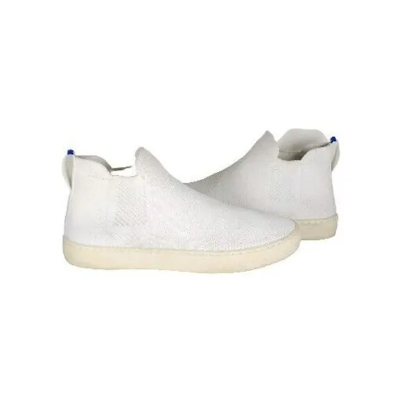 Rothy's Women's The Chelsea Boot US 9 White Knit Flat High Top Shoes Boots