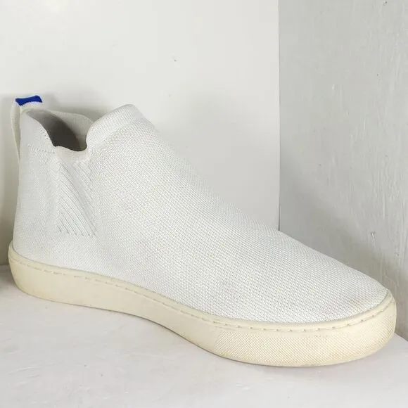 Rothy's Women's The Chelsea Boot US 9 White Knit Flat High Top Shoes Boots