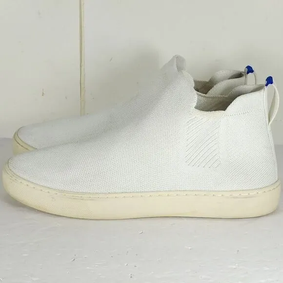 Rothy's Women's The Chelsea Boot US 9 White Knit Flat High Top Shoes Boots