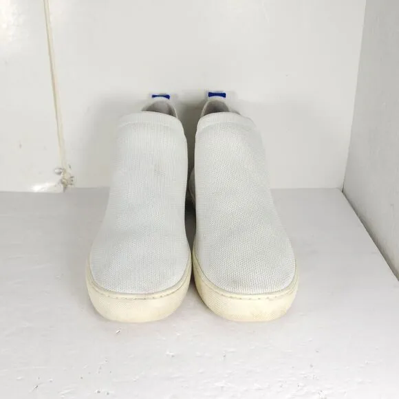Rothy's Women's The Chelsea Boot US 9 White Knit Flat High Top Shoes Boots