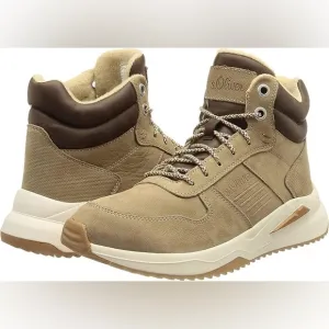 S. Oliver winter leather boots - size 12 (size 45) in taupe / zips inside ankles