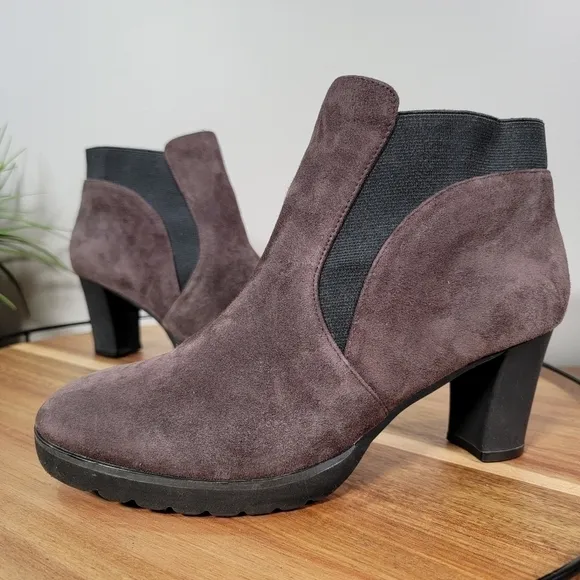 Sacha London Suede Booties with Heels Slip on Chelsea Boots Size 7.5