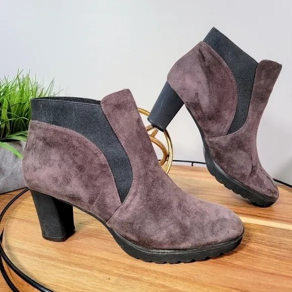 Sacha London Suede Booties with Heels Slip on Chelsea Boots Size 7.5