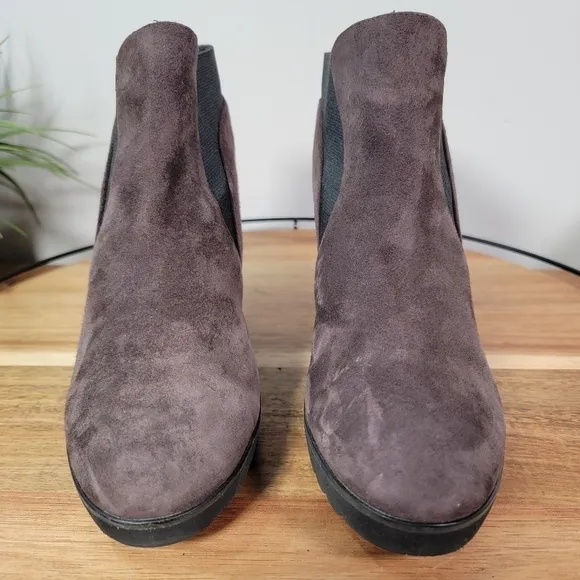 Sacha London Suede Booties with Heels Slip on Chelsea Boots Size 7.5