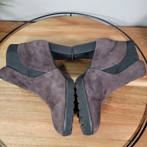 Sacha London Suede Booties with Heels Slip on Chelsea Boots Size 7.5