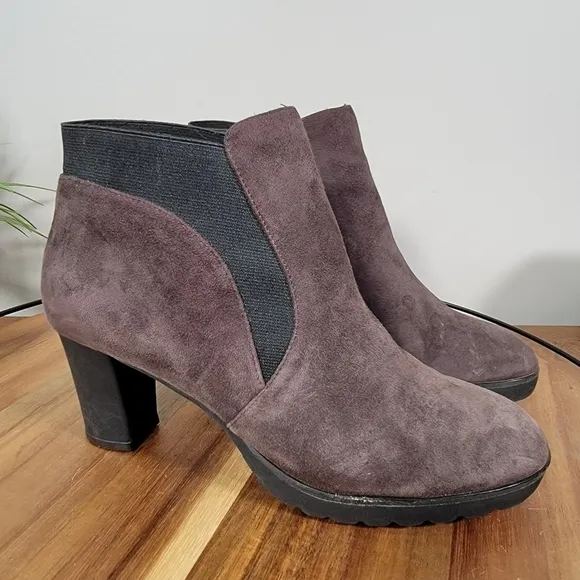 Sacha London Suede Booties with Heels Slip on Chelsea Boots Size 7.5