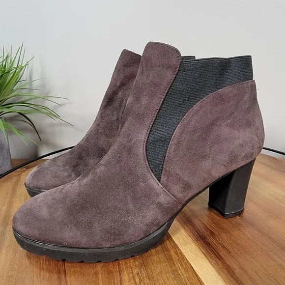 Sacha London Suede Booties with Heels Slip on Chelsea Boots Size 7.5