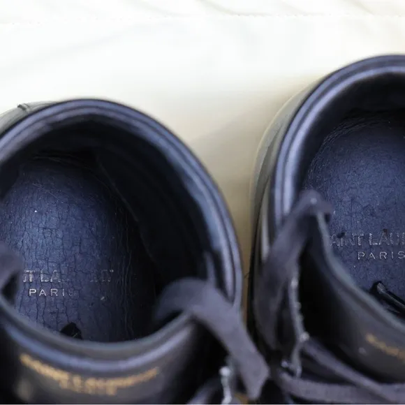 Saint Laurent Men's Black and White High-Top Sneakers