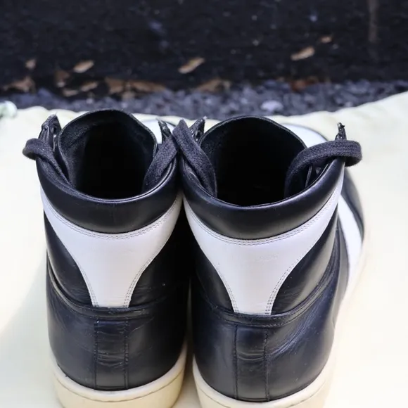 Saint Laurent Men's Black and White High-Top Sneakers