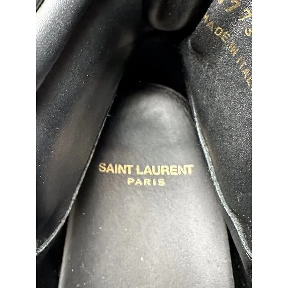 Saint Laurent Womens Court Classic Leather Fringe High Top Sneakers 36.5 Black
