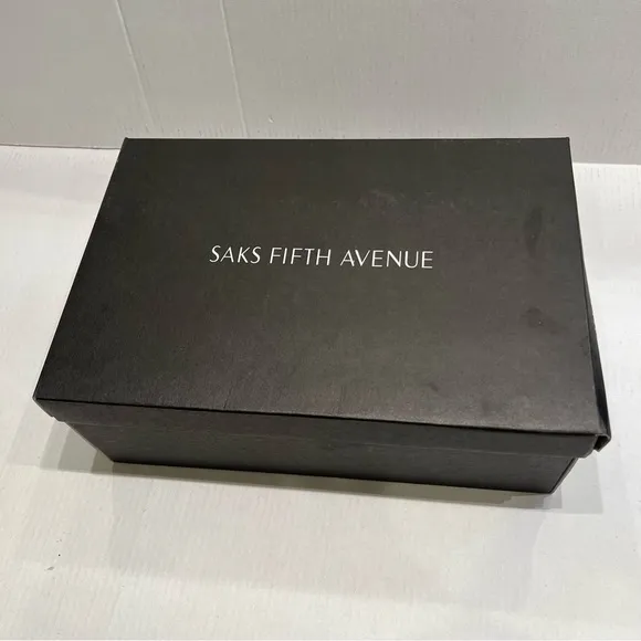 SAKS FIFTH AVENUE Round Toe-Strap Platform Leather Sandals Black &amp; White 8.5 NIB