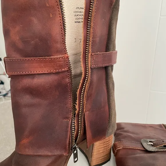 SALE Freebird Brown Leather Ankle wWestern Cowboy Boots
