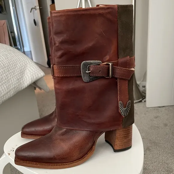 SALE Freebird Brown Leather Ankle wWestern Cowboy Boots