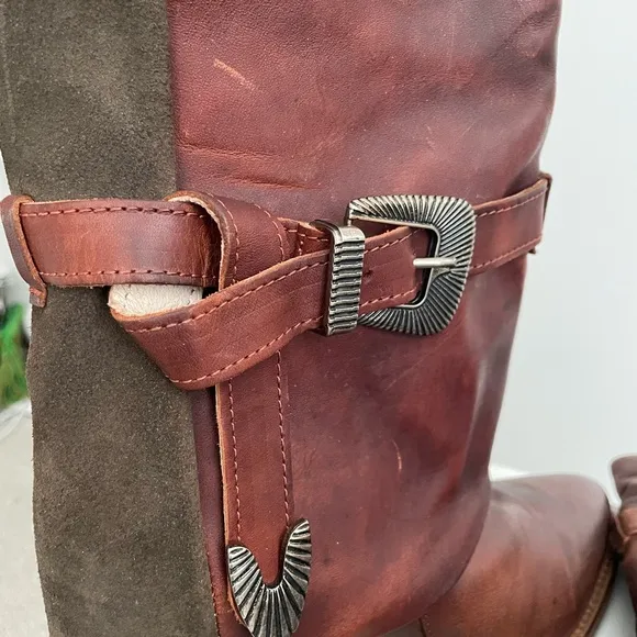 SALE Freebird Brown Leather Ankle wWestern Cowboy Boots