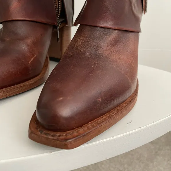 SALE Freebird Brown Leather Ankle wWestern Cowboy Boots