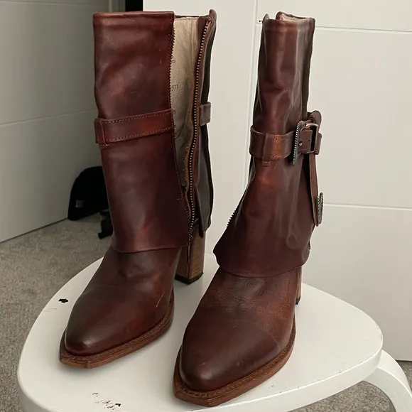 SALE Freebird Brown Leather Ankle wWestern Cowboy Boots