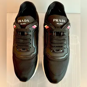SALE PRADA Womens Trainers Shoes Black Size EU 39 with Original Box