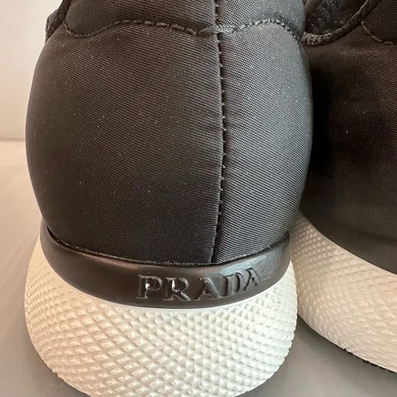 SALE PRADA Womens Trainers Shoes Black Size EU 39 with Original Box