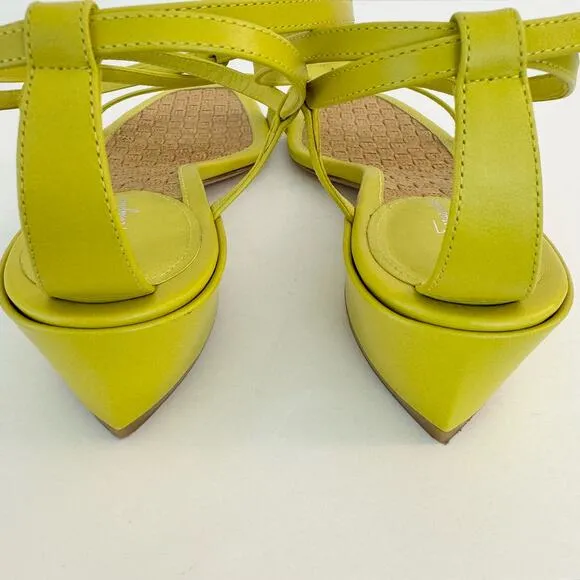Salvatore Ferragamo Egadi 30 Sandals Block Heel Strappy Yellow Leather US 8